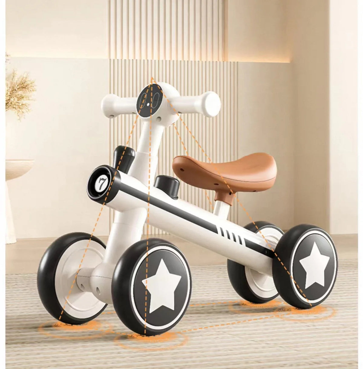 Lightweight Toddler Balance Bike for Ages 1–3, Ivory or Orange Kids Riding Toy for Supervised Playtime and First Birthday Gift Ideas