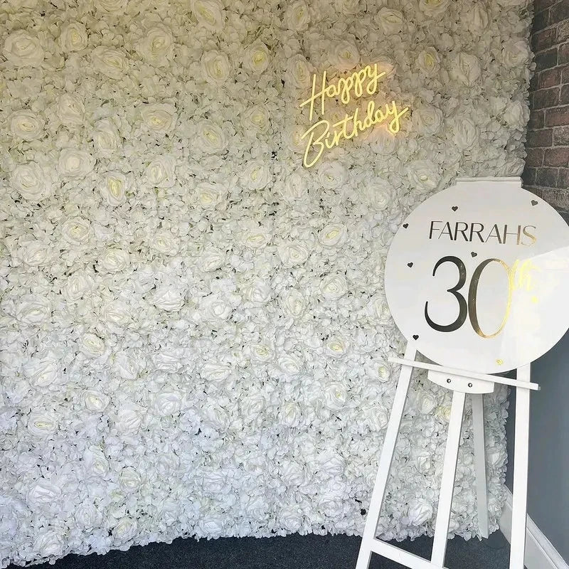 Artificial Flower Wall Panels with Fabric Roses, 40 x 60 cm Reusable Floral Backdrop for Baby Showers, Weddings, Birthdays & Home Decor