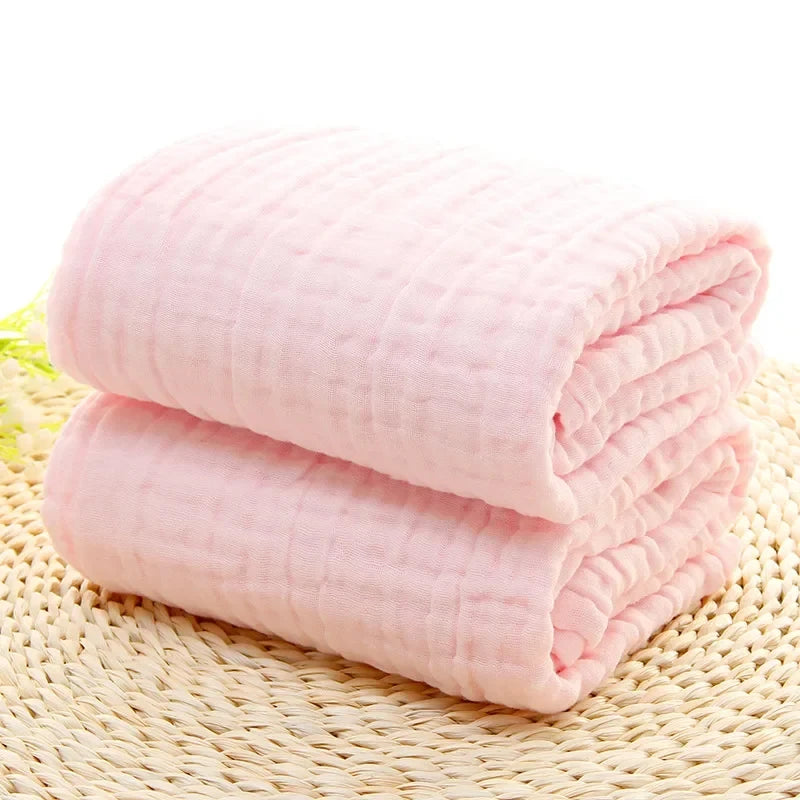 6-Layer Cotton Muslin Baby Bath Towel with Bubble Gauze Texture, Approx. 105 x 105 cm Square Receiving Blanket for Parent-Supervised Care
