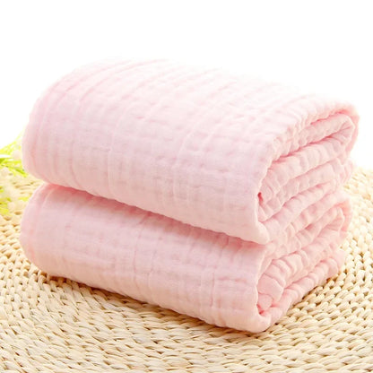 6-Layer Cotton Muslin Baby Bath Towel with Bubble Gauze Texture, Approx. 105 x 105 cm Square Receiving Blanket for Parent-Supervised Care