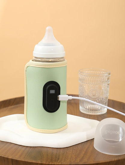 Digital Bottle Warming Wrap with 21 Temperature Levels, USB Powered Baby Milk Warmer Sleeve for Travel Using a 5V 2A External Power Source