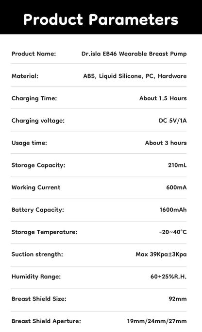 Hands-Free Double Breast Pump Set, MAMIJOY EB46 Wearable Electric Pumps with 4 Modes, 36 Levels, 210 mL Collectors and USB-C Charging