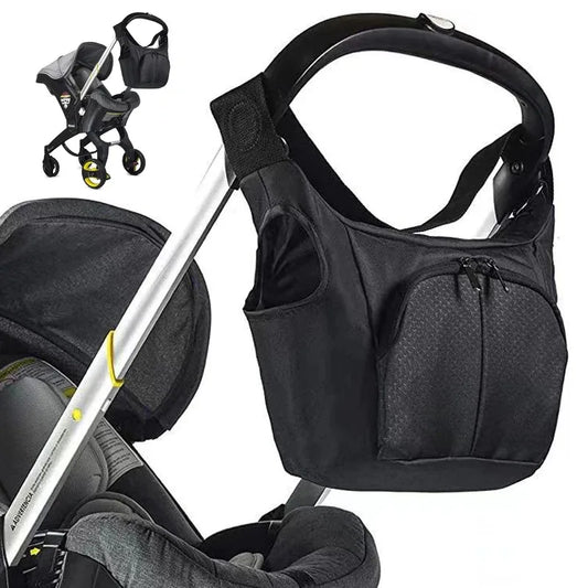 Stroller Diaper Organizer Bag Compatible with Doona, Black Portable Baby Essentials Storage with Zippered Front Pocket for Outings
