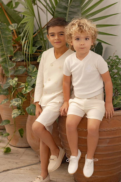 Floral and Ivory Kids Occasion Outfits, Cotton Girls Dress and Set Options with Lyocell Knitwear and Boys Blazer Styles for Sibling Photos