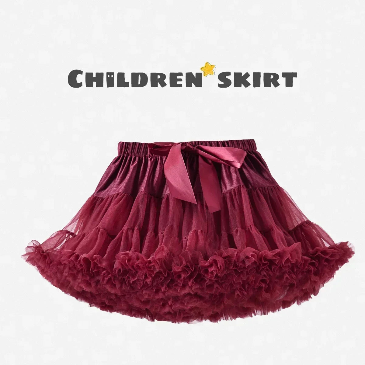 Girls Bow Waist Tutu Skirt with Fluffy Tulle Layers and Satin Lining, Adjustable Elastic Waist Pettiskirt for Birthdays, Dance and Dress Up