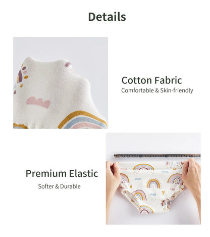 6-Layer Cotton Training Pants, 3-Pack Reusable Toddler Potty Underwear with Elastic Waist and Printed Designs in 90 cm and 100 cm Size Options