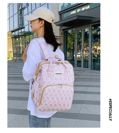 Convertible Diaper Bag Backpack with Fold-Out Changing Area and Stroller Hooks, 30 x 20 x 40 cm Baby Essentials Organizer for Parents