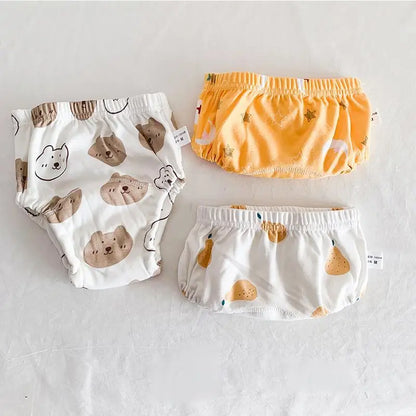 Toddler Potty Training Pants 3-Pack, 6-Layer Washable Cotton Learning Underwear with Elastic Waist and TPU Layer in 8–18 kg Size Options