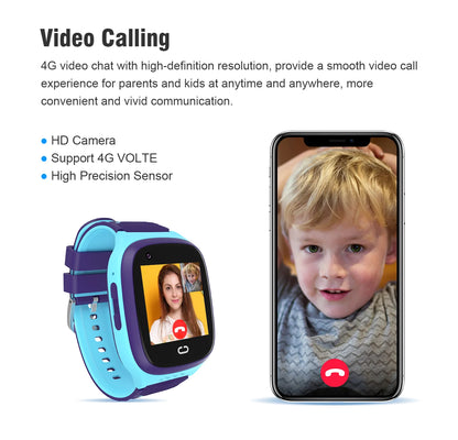 4G Kids GPS Smartwatch, LT31 Video Call Camera Watch with Nano SIM Support, SOS Contacts, 1.4-Inch Touchscreen and Setracker2 App for Family Check-Ins