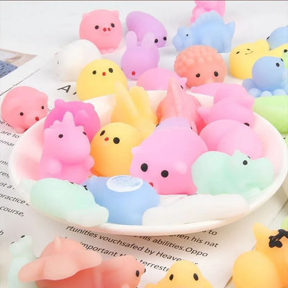 Mochi Squishy Party Favors, Mini Animal and Fruit Squeeze Fidget Toys in Random Assorted Packs for Birthday Goodie Bags and Classroom Prizes