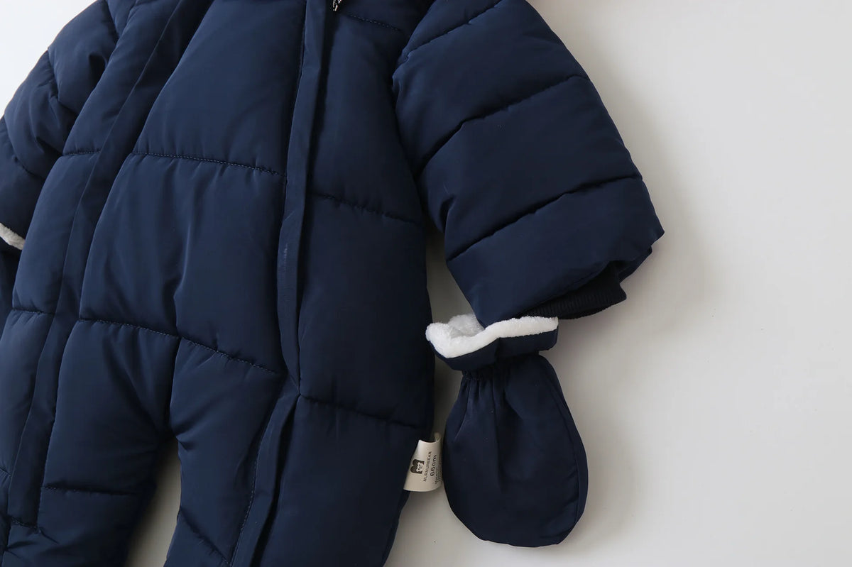 Infant Winter Snowsuit with Hood, Double Front Zippers and Quilted Design, Fleece-Lined Baby One-Piece for Boys and Girls, 3-24 Months