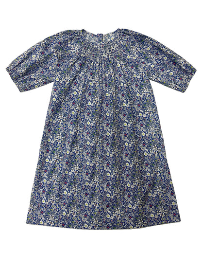 Blue Floral Sibling Outfits with Smocked Girls Dress and Baby Romper Options, Coordinating Boys Knit Tops, Polo and Shorts for Family Photos