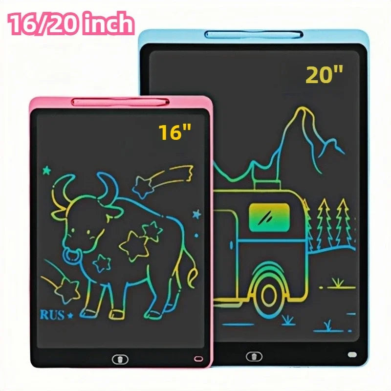 Large-Screen LCD Drawing Tablet for Kids, 16 or 20 Inch Reusable Color Writing Board with Stylus for Doodles, Letters and Math Practice