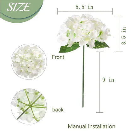 Artificial Hydrangea Flower Heads, 50-Piece Silk-Fabric Floral Set with Stem or Leaf Options for DIY Wedding Centerpieces, Baby Showers and Home Decor