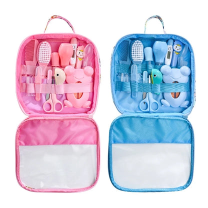 Newborn Grooming Essentials Kit with Zippered Storage Case, Baby Hair and Nail Care Tools in Blue or Pink, 8, 10 or 13-Piece Options