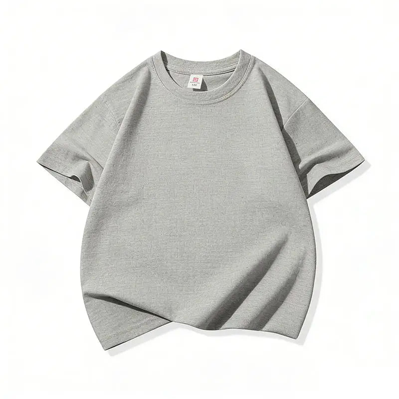 Kids Solid Color Cotton T-Shirt, 180gsm Short Sleeve Crewneck Basic Tee for Boys and Girls in 18 Colors for Summer and Everyday Casual Outfits