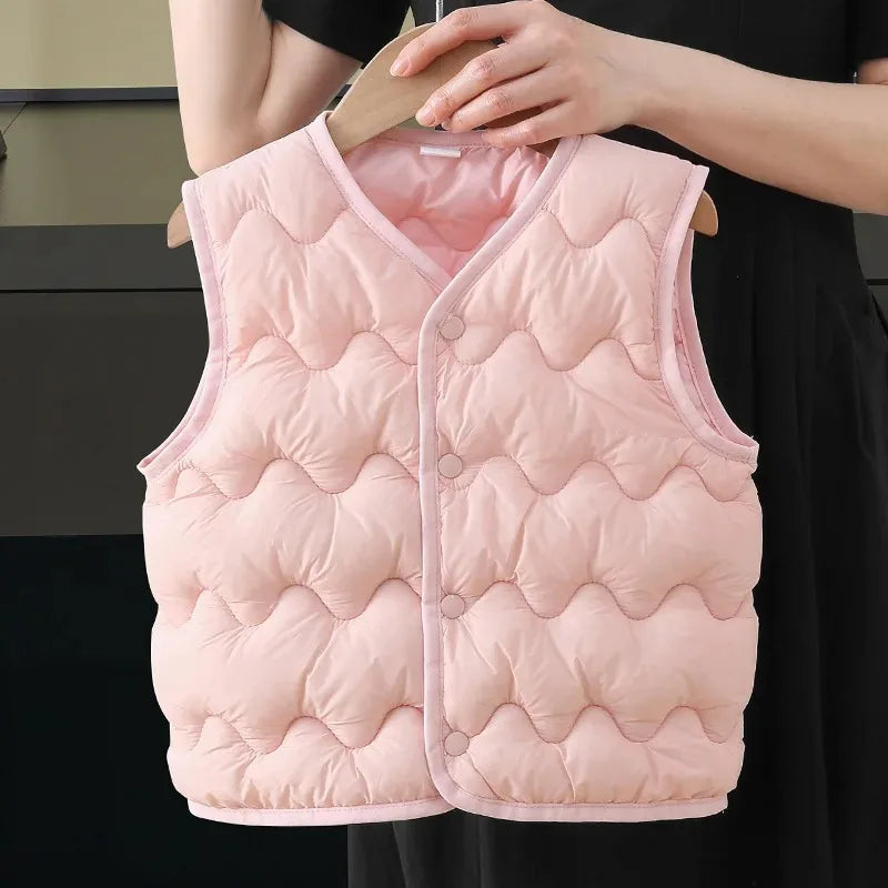 Quilted Toddler Vest with Snap-Front Closure, Solid Color Sleeveless Waistcoat for Boys and Girls in Sizes 2T–6T for Fall and Winter Layering