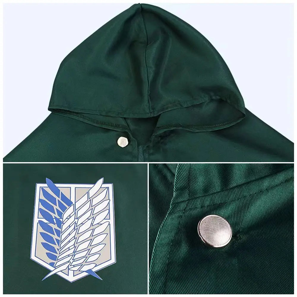 Attack on Titan Cosplay Costume with Recon Corps Jacket, Cloak and Harness Belt Options for Anime Conventions, Halloween and Character Dress-Up