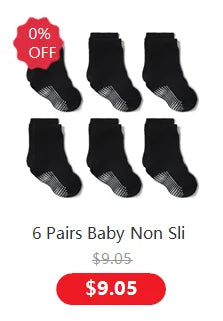Cotton-Rich Baby Non-Slip Socks 12-Pair Pack, Crew Grip Socks with Ribbed Cuffs and Stretch Fit for Infant and Toddler Boys and Girls