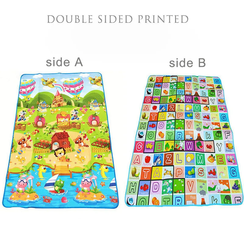ABC Baby Crawling Mat 180 x 120 cm with Double-Sided Alphabet and Farm Prints, Foldable Foam Floor Play Rug with Handled Storage Bag
