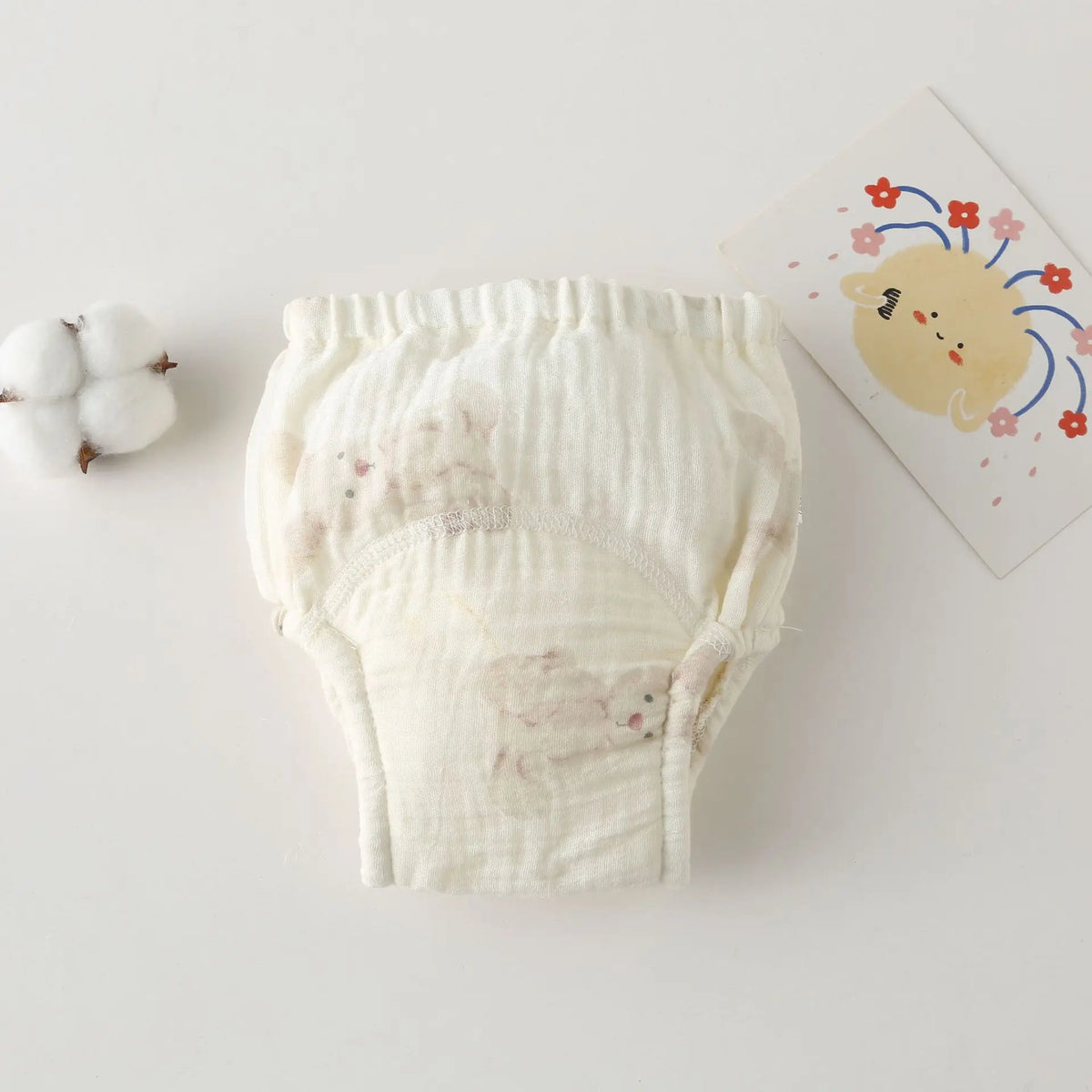 Printed Cotton Potty Training Pants, Single Reusable Learning Underwear with Pull-On Waist for Babies and Toddlers in Sizes 80–110