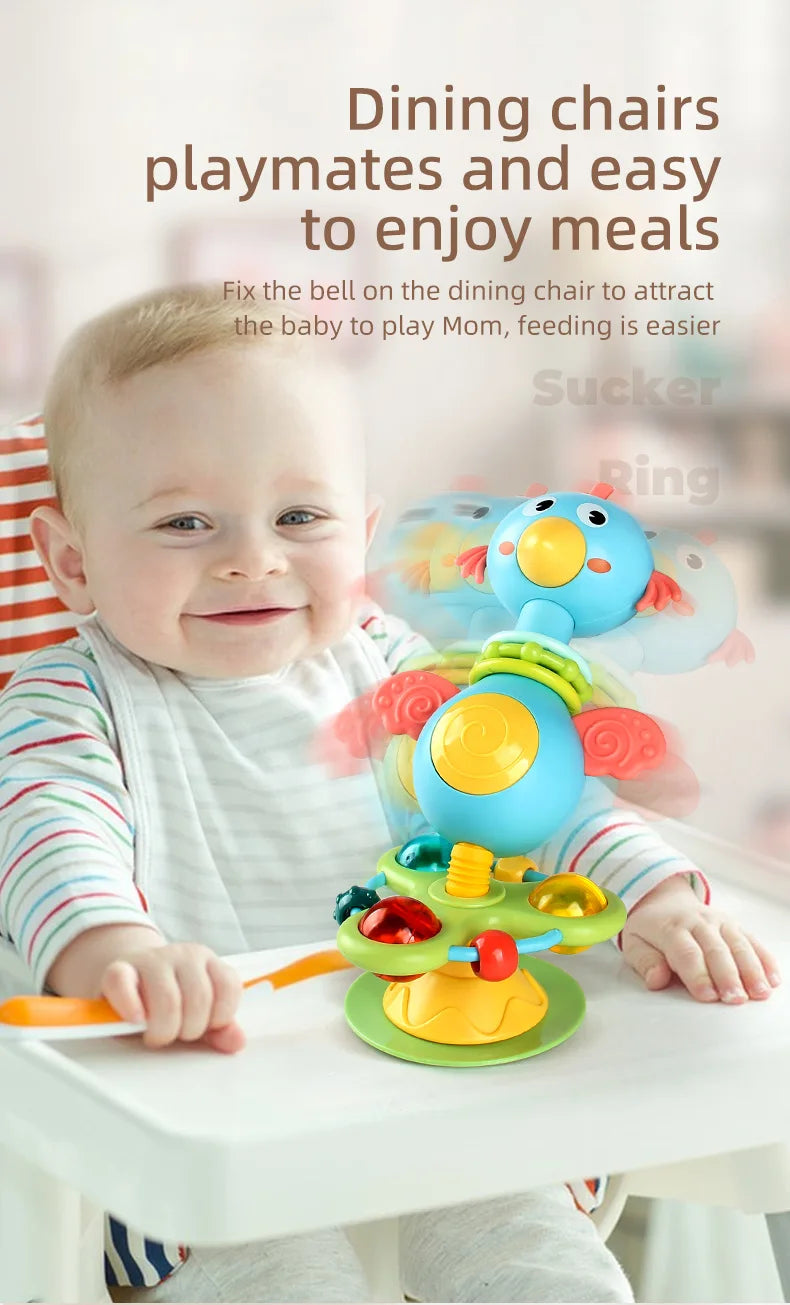 Animal Suction Activity Toy with Colorful Beads and Rattle Rings, Cartoon Tabletop Play Accessory for Supervised Reaching and Hands-On Exploration