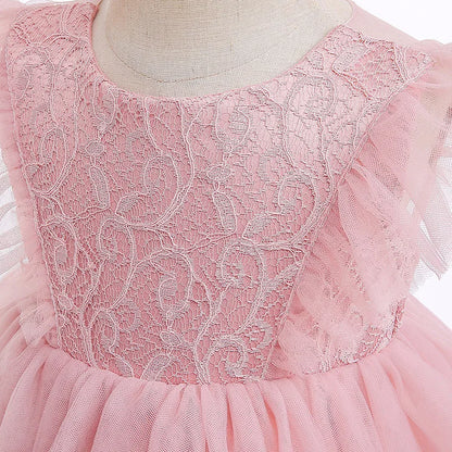 Baby Baptism Gown for Girls with Long Sleeves, Lace Details and Cotton Lining, Dress and Cap Set for Christening and First Birthday Photos