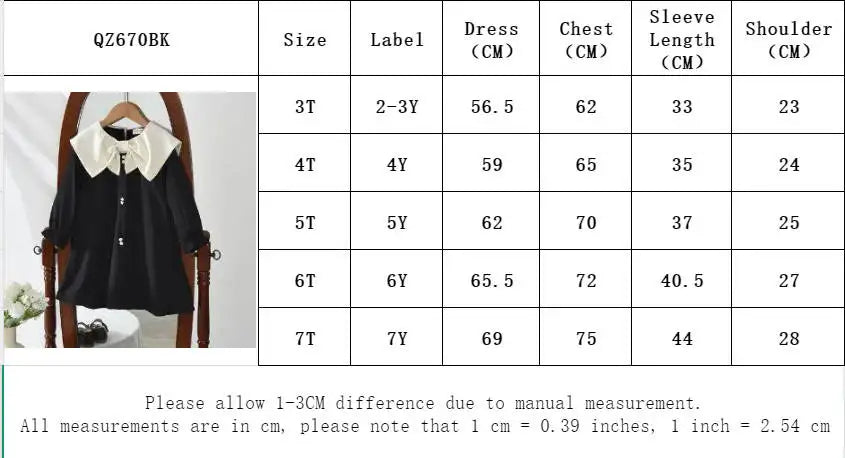 Toddler Girls Floral Dress with Oversized Collar and Long Sleeves, Bear Leader Outfit in Sizes 2T–6T for Spring, Fall and Family Photos