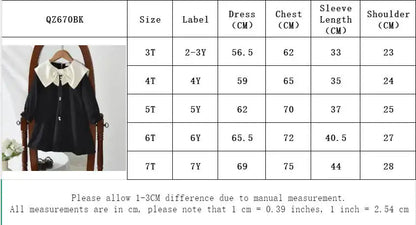 Toddler Girls Floral Dress with Oversized Collar and Long Sleeves, Bear Leader Outfit in Sizes 2T–6T for Spring, Fall and Family Photos