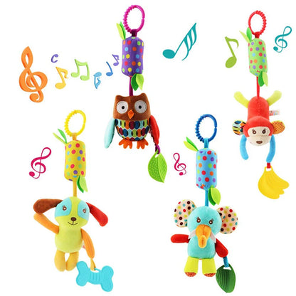 Taggy Animal Plush Rattle for Babies, Colorful Elephant, Monkey, Rabbit, Lion or Pig Soft Sensory Toy for Supervised Play and Baby Shower Gifts