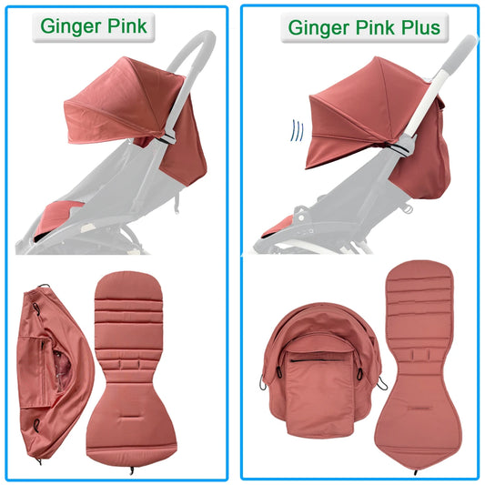 Stroller Replacement Fabric Set for Babyzen YOYO and YOYO2, MomTan Canopy with Storage Pocket and Padded Seat Cushion, Multiple Color Options