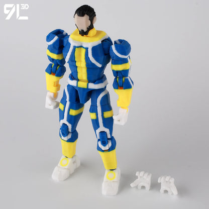 Articulated Superhero Action Figure, 3D Printed PETG Collectible with 30+ Poseable Joints, Interchangeable Parts and Accessories for Display