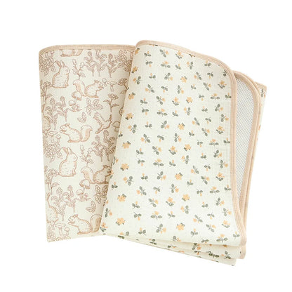 Washable Cotton Diaper Changing Mat, Large Waterproof Baby Changing Pad with Printed Designs for Everyday Nursery Diaper Care