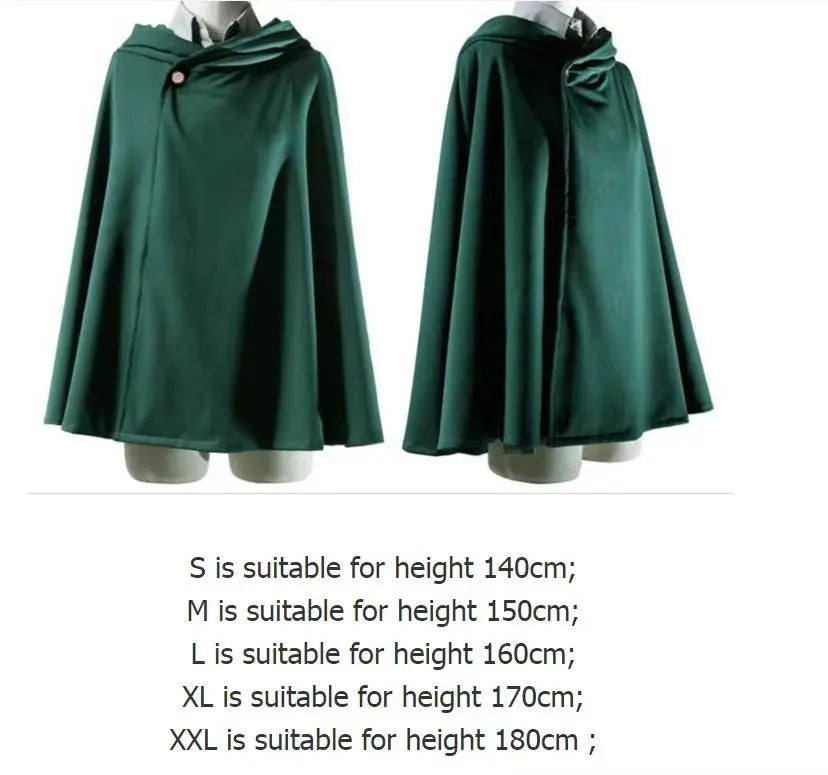 Attack on Titan Cosplay Costume with Recon Corps Jacket, Cloak and Harness Belt Options for Anime Conventions, Halloween and Character Dress-Up
