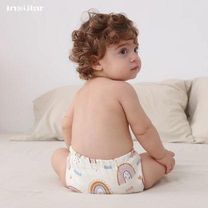 6-Layer Cotton Training Pants, 3-Pack Reusable Toddler Potty Underwear with Elastic Waist and Printed Designs in 90 cm and 100 cm Size Options