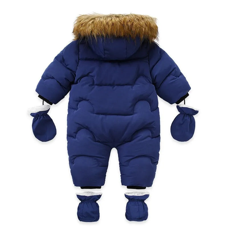 Infant Winter Snowsuit with Hood, Double Front Zippers and Quilted Design, Fleece-Lined Baby One-Piece for Boys and Girls, 3-24 Months
