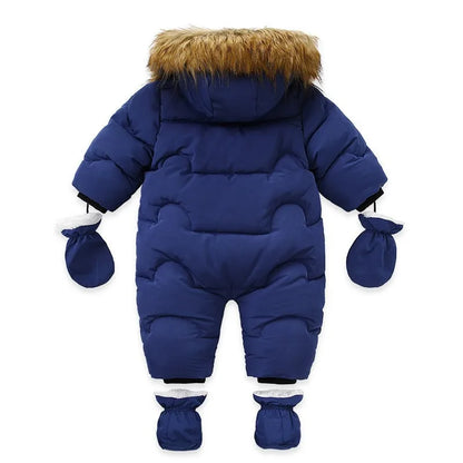 Infant Winter Snowsuit with Hood, Double Front Zippers and Quilted Design, Fleece-Lined Baby One-Piece for Boys and Girls, 3-24 Months