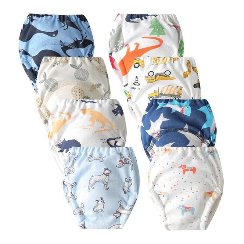 Washable Potty Training Pants Multipack, 4 or 8 Reusable Toddler Underwear Briefs with Printed Designs for Daytime Toilet Learning, Sizes S-XL