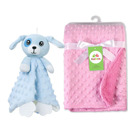 Personalized Minky Baby Blanket and Animal Lovey Options with Custom Name Embroidery, Textured Dot Keepsake for Boys and Girls and Baby Shower Gifts