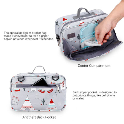 Baby Diaper Bag Wet Dry Storage Pouch with Printed Designs, Reusable Organizer for Diaper Changes, Baby Essentials and Everyday Outings