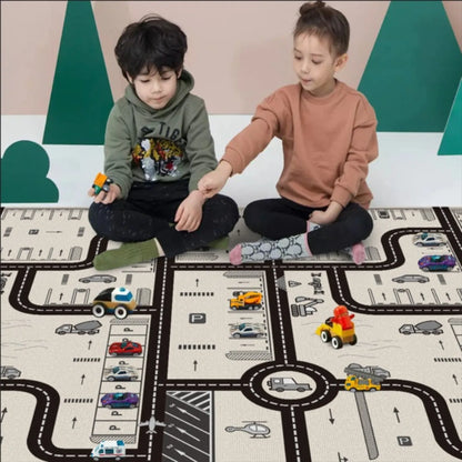 Foldable Baby Activity Mat with Double-Sided Prints, LDPE Padded Wipe-Clean Floor Surface and Carry Bag for Supervised Tummy Time and Toddler Play