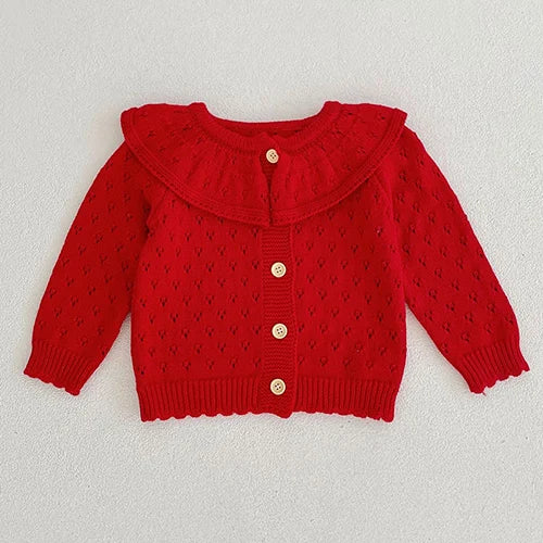 Baby Girl Knit Cardigan Sweaters with Long Sleeves, Korean-Style Infant and Toddler Layering Coats in Multiple Designs, Sizes 3M to 3T