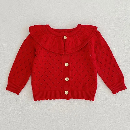 Baby Girl Knit Cardigan Sweaters with Long Sleeves, Korean-Style Infant and Toddler Layering Coats in Multiple Designs, Sizes 3M to 3T