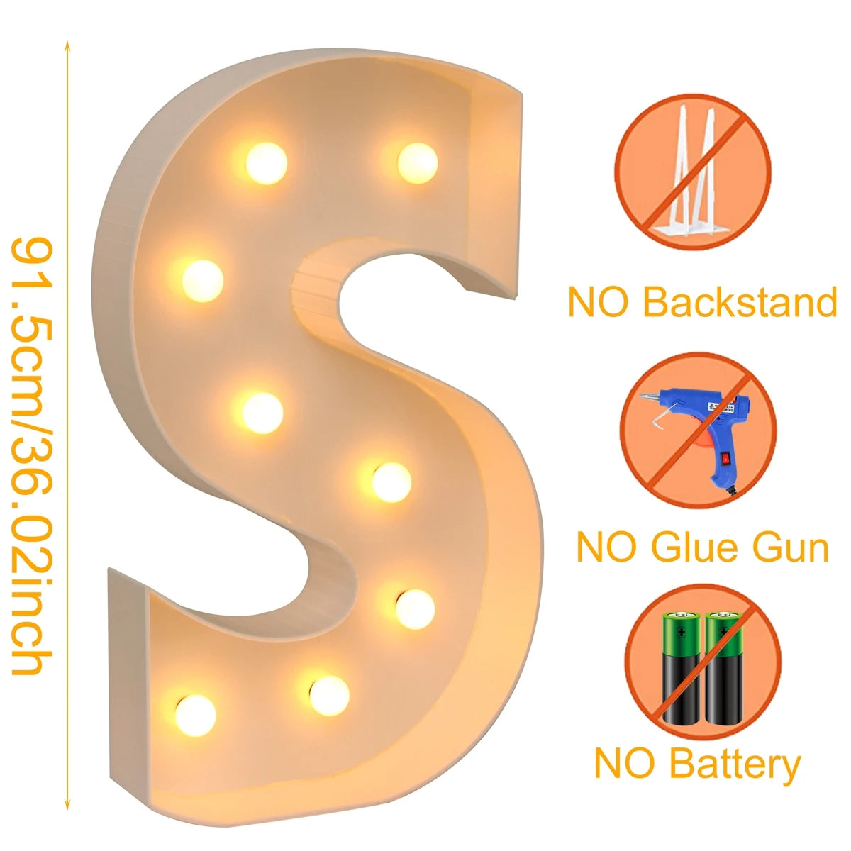 Giant Marquee Letter Frame Box, 91.5cm LED Light-Style Alphabet Display for DIY Names, Baby Showers, First Birthdays and Wedding Party Decor