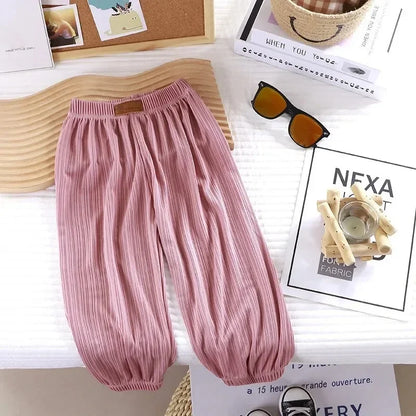 Kids Pleated Harem Pants for Boys and Girls, Loose Summer Trousers with Elastic Waist and Cuffed Ankles, Casual Everyday Play Outfits