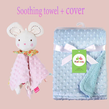 Embroidered Name Baby Blanket and Animal Comforter Options, Personalized Minky Bubble-Texture Keepsake with Single-Item and Two-Piece Gift Choices