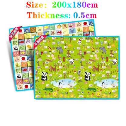 Oversized Baby Floor Play Mat 200 x 180 cm, Double-Sided Animal Print EVA Foam Crawling Rug with 4-5 mm Padding for Supervised Family Activities