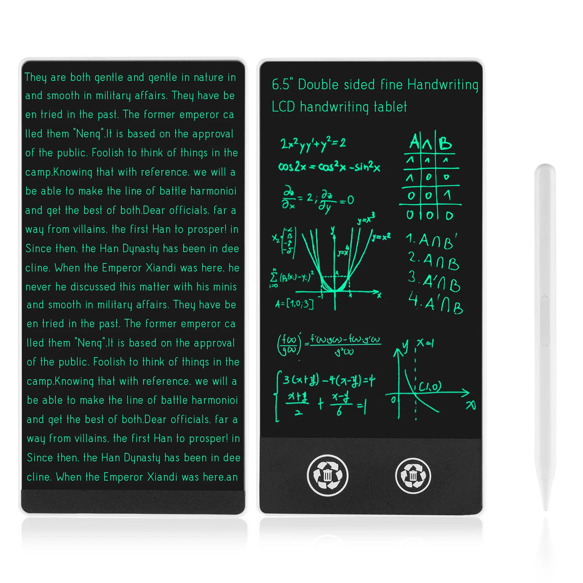 Compact LCD Writing Tablet, 6.5-Inch Fine Handwriting Sketch Pad with Single or Double-Sided Options and Magnetic Stylus for Notes and Drawing