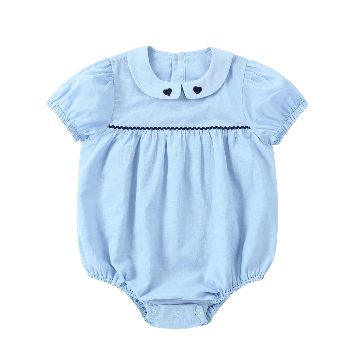 Light Blue Sibling Matching Outfits with Cotton Girls Collared Dresses, Baby Rompers and Boys Plaid Sets, Lyocell Knit Tops and White Separates