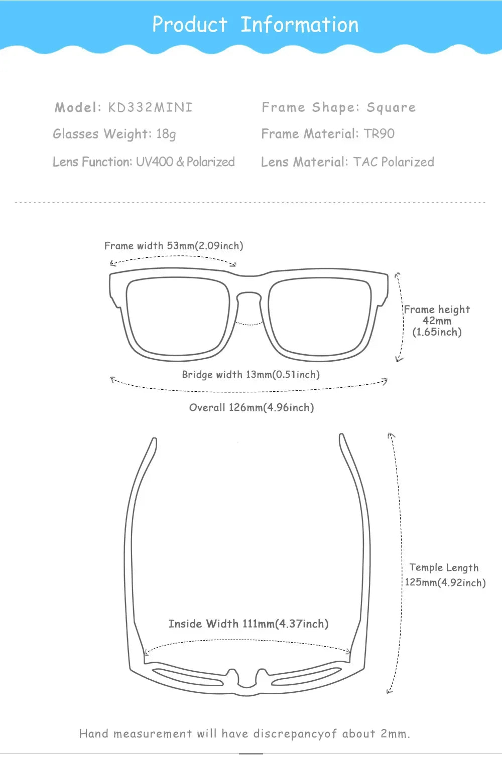Kids Square Polarized Sunglasses by KDEAM, Lightweight TR90 Frames with Silicone Nose Pads for Boys and Girls Outdoor Play and Travel